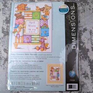 Dimensions Baby Drawers Birth Record Counted Cross Stitch Kit 73538 9x12 New